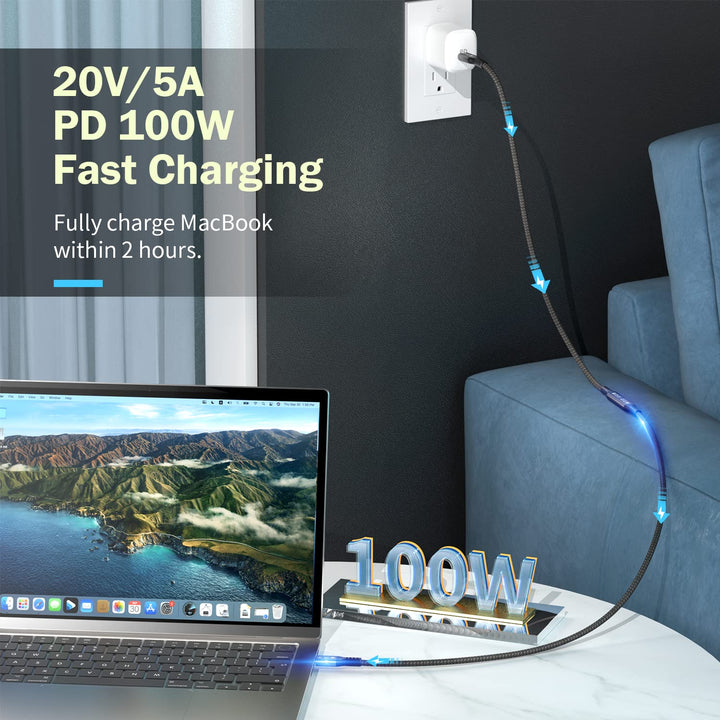 Angusplay USB C Thunderbolt 4 Verlängerung 40Gbps, USB 4 Verlängerungskabel, 8K 60Hz Display / 100W