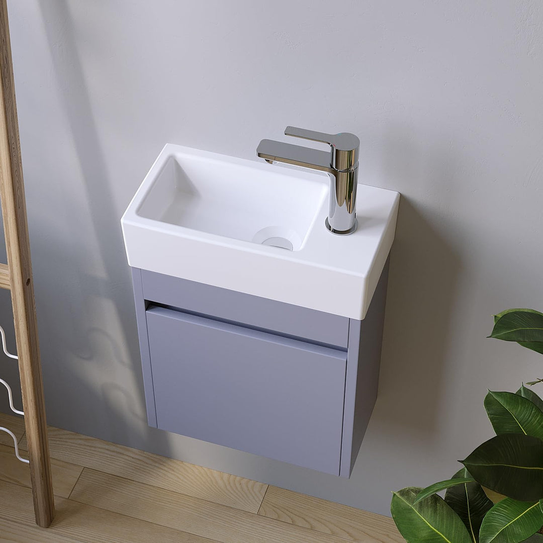 Waschbecken Keramik Waschtisch Hängewaschbecken klein Handwaschbecken Weiss Eckig 40 x 20 cm Badezim