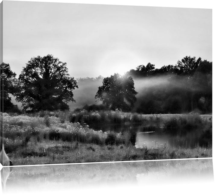 Pixxprint britische Landschaft / 100x70cm Leinwandbild bespannt auf Holzrahmen/Wandbild Kunstdruck D