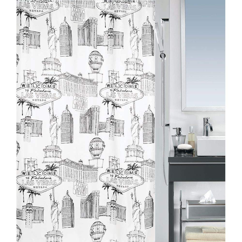 Spirella Anti-Schimmel Duschvorhang - Anti-Bakteriell, waschbar, wasserdicht, Polyester, „Las Vegas“
