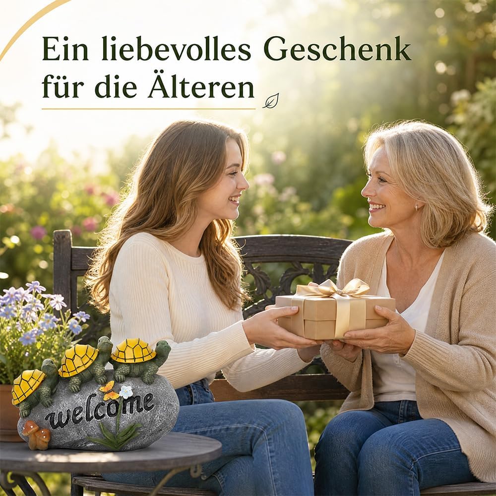 Shildkröte Deko Solar, Solar Gartenfigur Schildkröte, Gartenfiguren für Draussen Wetterfest mit 3 LE