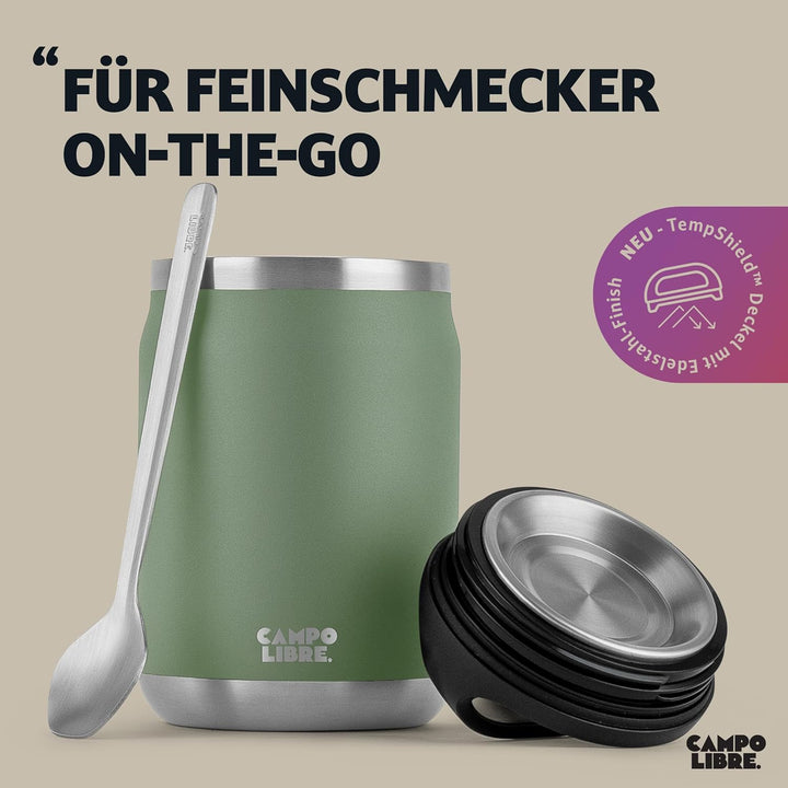 Campo Libre.® Lotta, Thermobehälter für Essen, Edelstahl Thermobecher Essen mit Löffel, Warmhaltebeh
