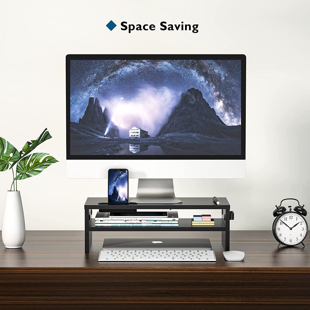 BONTEC Monitorständer, Unterbau Bildschirm, PC Bildschirm Ständer mit Handyhalter, Ergonomischem Lap