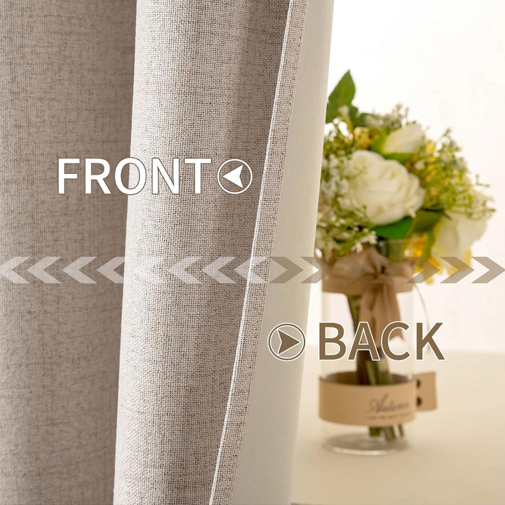 MIULEE Verdunklungsvorhänge mit ösen Gardinen Leinenoptik 2er Set 160 x 140 cm Beige Vorhang Blickdi