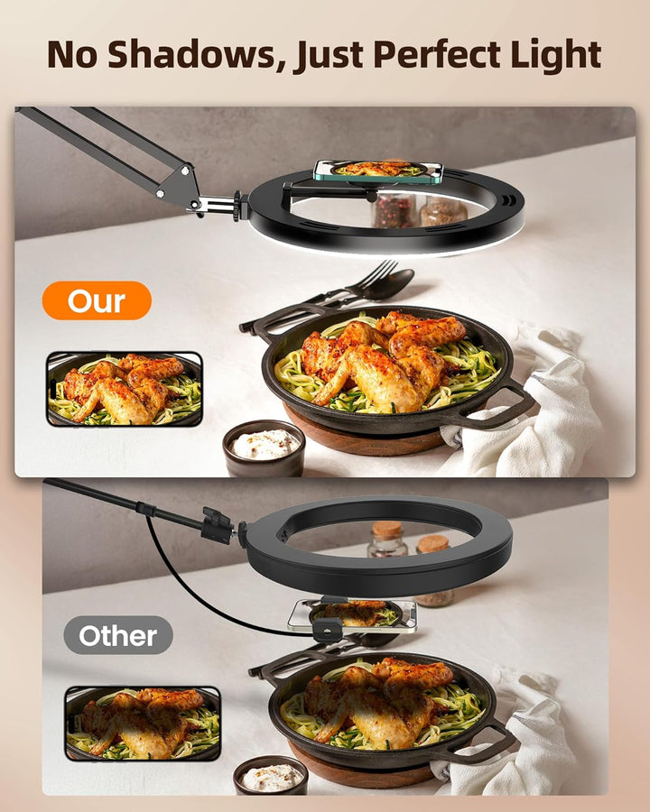 Magnetischen Overhead Stativ Handy mit Ringlicht für Küche & Food-Videos – Ringlicht mit Stativ für