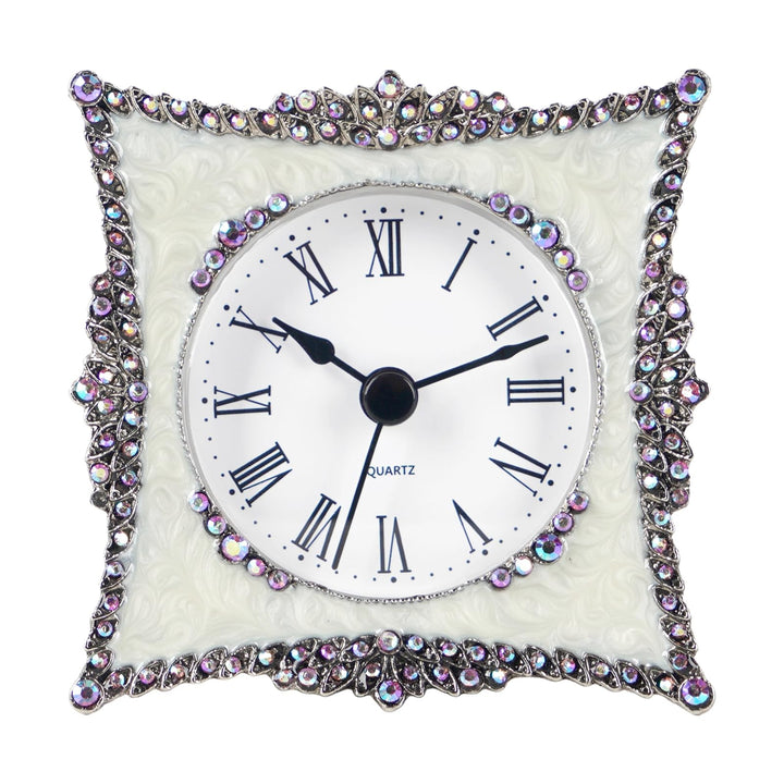 NIKKY HOME Elegante und niedliche Quarzuhr aus Zinn, analog, mit Kristall-Rosy-Strasssteinen, 8,8 cm