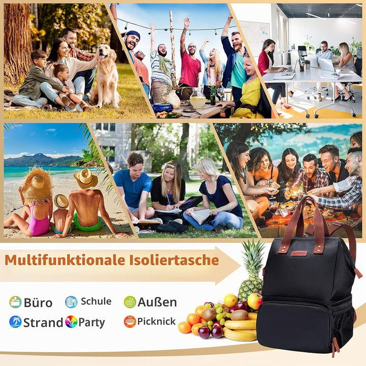 Kühltasche Picknicktasche, ANGGO Grosse Kapazität Kühlbox Lunchtasche Wasserdicht und Auslaufsicher,