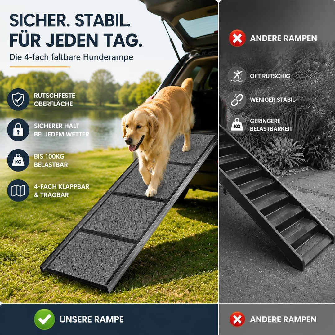 Hunderampe Auto Klappbar, Hundetreppe Auto Hunde Bis 115kg Einstiegshilfe Hundetreppe, Hundetreppe A
