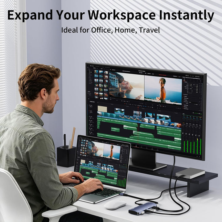 8-in-1 USB-C Hub mit HDMI 4K@60H, 4 USB-C+3 USB-A 3.2 10 Gbit/s,100W PD