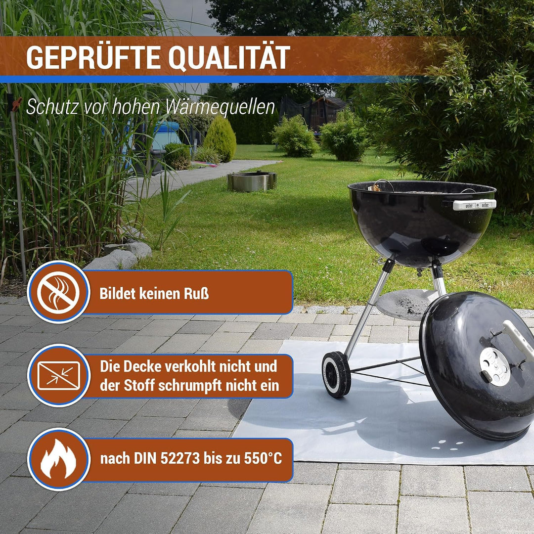 Zettl Bodenschutzdecke bis 550 °C, geeignet als feuerfeste Unterlage für Kamin, Grilldecke oder Gril