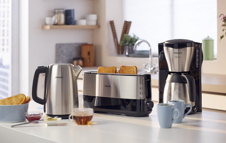 Philips Langschlitztoaster, Edelstahl, Schwarz