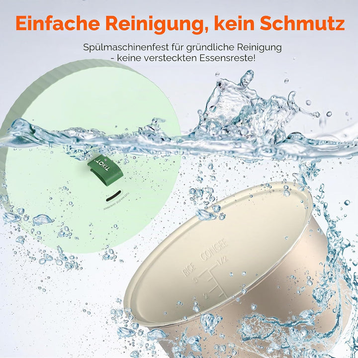 TOKIT Reiskocher 1.5L Mini Elektrische Reis Kocher, Multifunktionskocher mit Keramik Antihaftbeschic