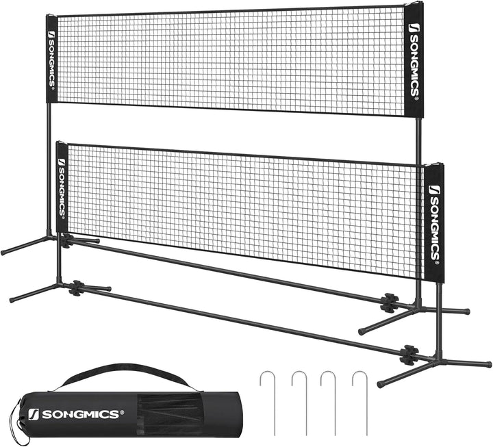 SONGMICS 3 m Badminton-Netz, Volleyballnetz, höhenverstellbare Stangen, tragbares Set für Tennis 4 m
