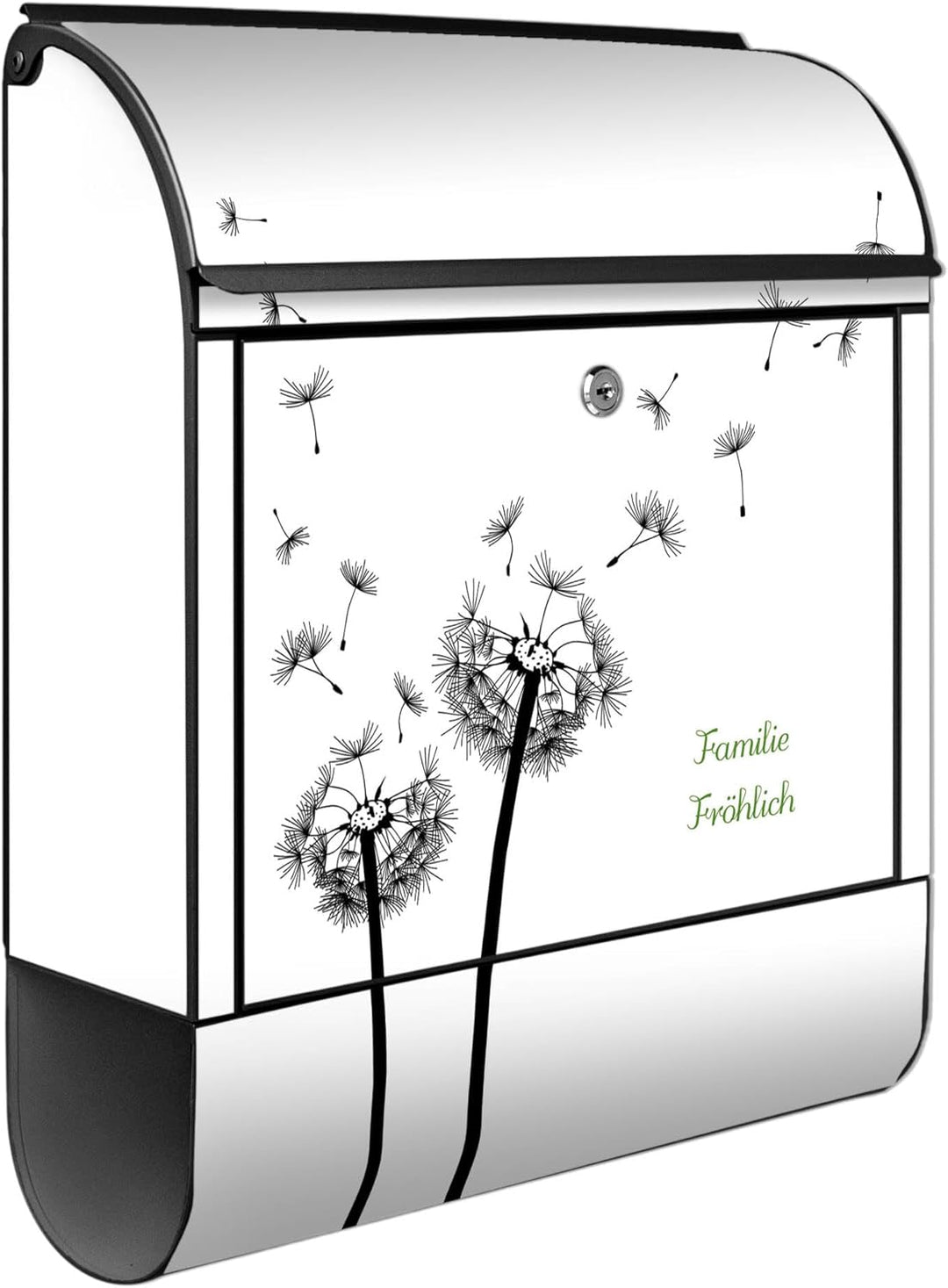 banjado® Design Briefkasten personalisiert mit Motiv Pusteblume 2 39x47x14cm & 2 Schlüssel - Briefka