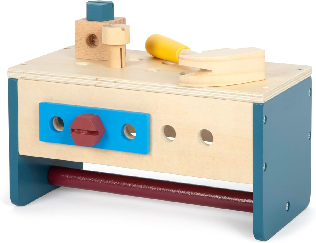 small foot Werkzeugkasten und Werkbank „Workshop“, mit Werkzeug und Zubehör aus Holz, für Kinder ab