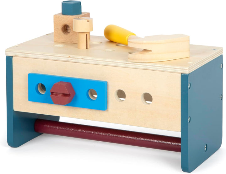 small foot Werkzeugkasten und Werkbank „Workshop“, mit Werkzeug und Zubehör aus Holz, für Kinder ab