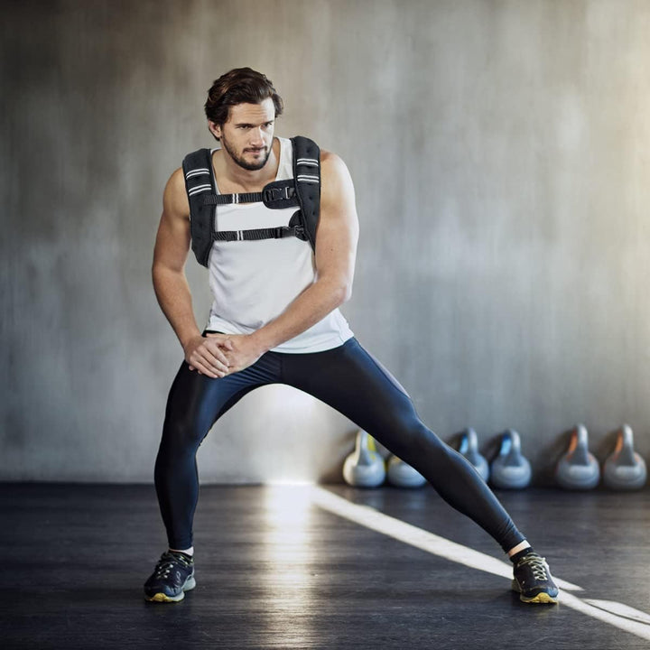 COSTWAY Gewichtsweste, Trainingsweste mit Reflexstreifen und Verstell-Riemen, Fitnessweste für Kraft