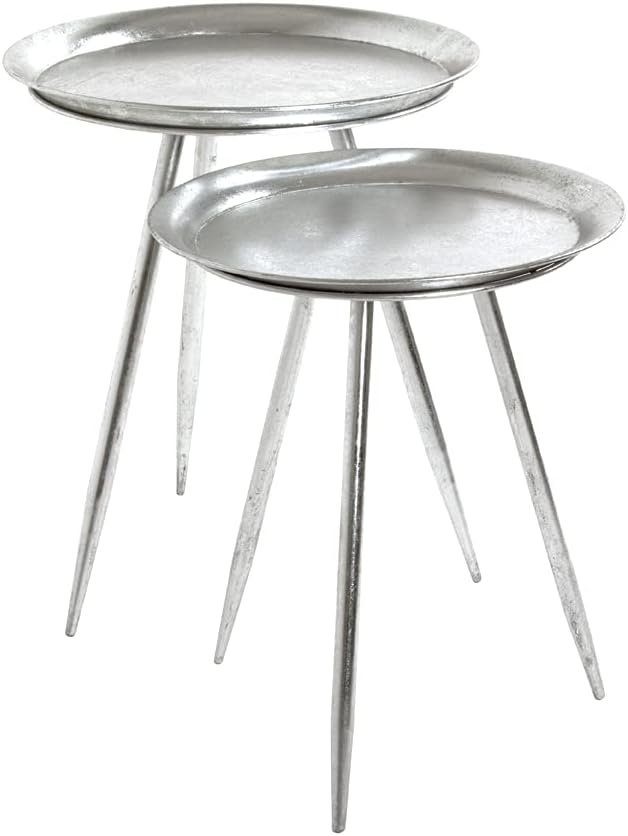 HAKU Möbel Beistelltisch, Metall, silber, Ø 38 x H 47 cm Silber Ø 38 x H 47 cm, Silber Ø 38 x H 47 c