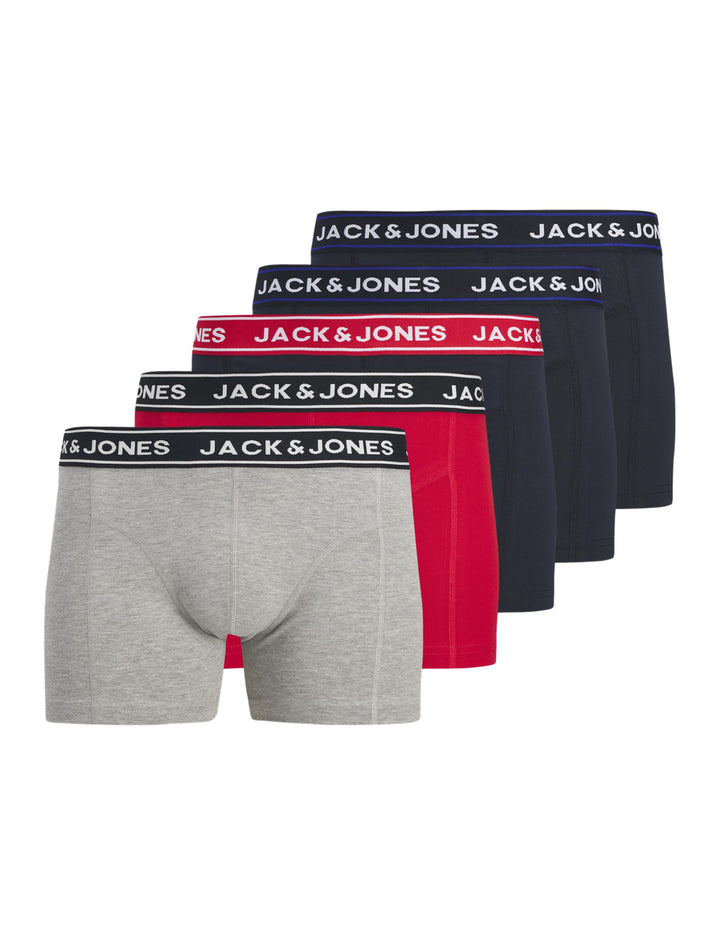 JACK & JONES Male Trunks 5er-Pack Herrenunterwäsche in Grösse XS–XXL S Light Grey Melange, S Light G