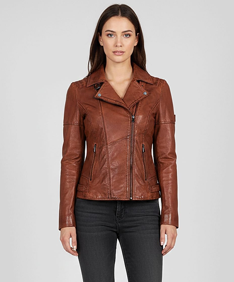 Blueorn Heeda Damen Lederjacke Übergangsjacke aus feinstem Lammnappa Leder - Modernen Bikerjacke Ech