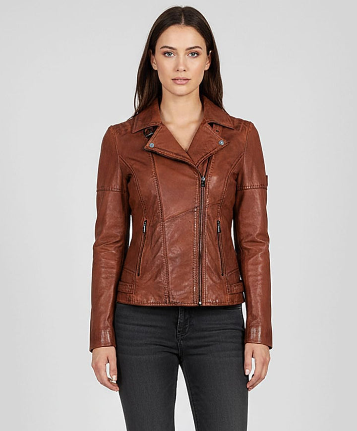 Blueorn Heeda Damen Lederjacke Übergangsjacke aus feinstem Lammnappa Leder - Modernen Bikerjacke Ech