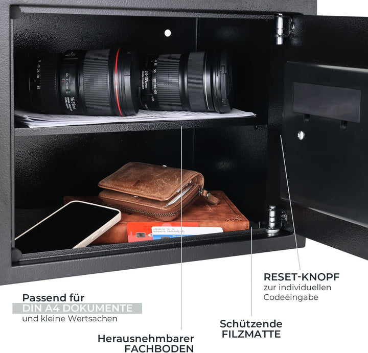 HMF Safe Tresor für Zuhause, Hotel oder Büro, Möbeltresor mit Zahlenschloss für DIN A4 Dokumente | 3