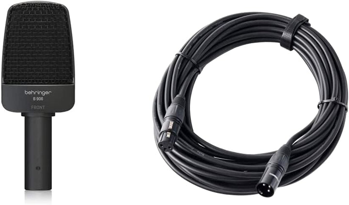 Behringer B 906 Dynamisches Mikrofon & Pronomic XFXM-10 Mikrofonkabel (10m Länge, XLR Female 3-pol -