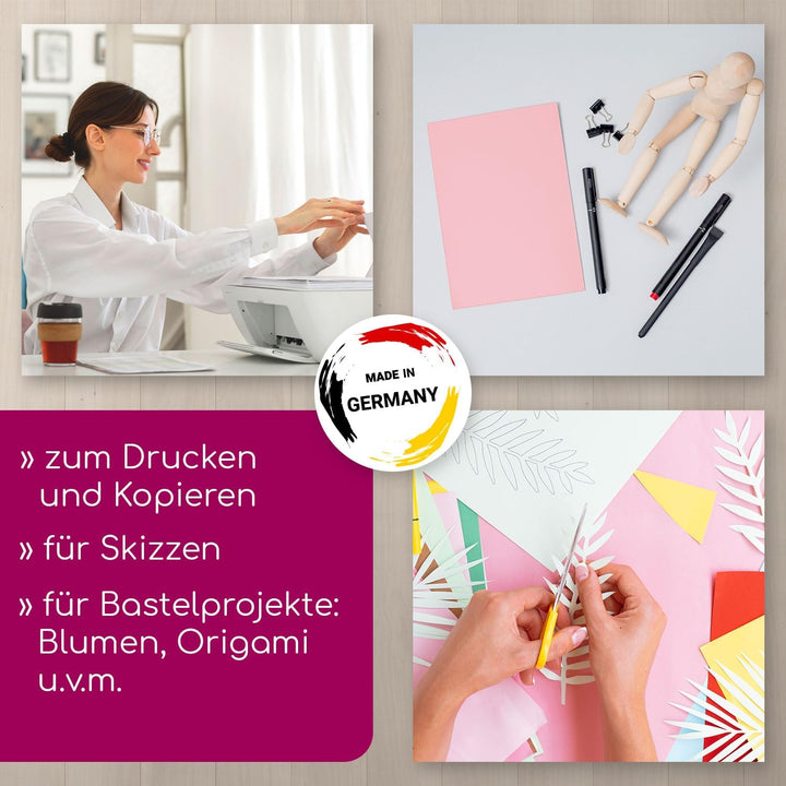 younikat 500 Blatt DIN A5 Papier rosa 80 g/m² I Blanko Kopierpapier Druckerpapier Universalpapier I
