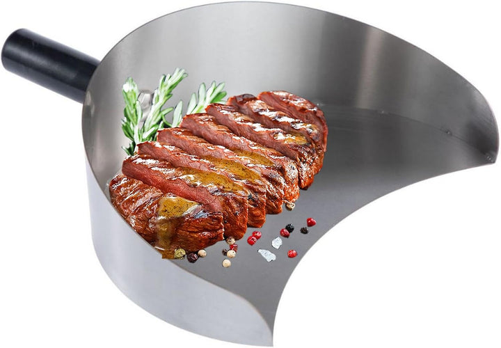 Generisch Meat Catcher Pan, Stainless Steel Barbecue Shovel, 3.15in Handheld Rotisserie Catcher, Sha