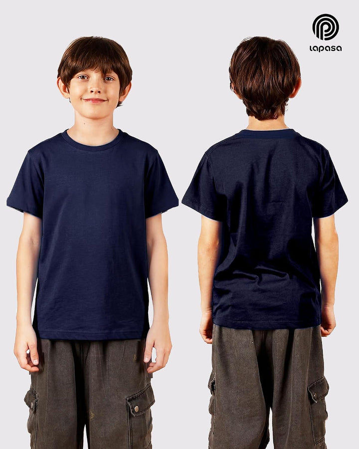 LAPASA Kinder T Shirt 100% Baumwolle 4er Pack Unisex 3-13 Jahre/ 95-165 Jungen Jungs Sport Tshirt K0