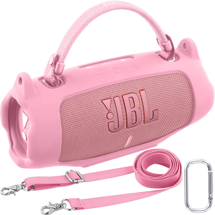 Khanka für JBL Charge 6 Silikon-Schutzhülle mit abnehmbarem Schultergurt & Utility-Haken, Flexible w