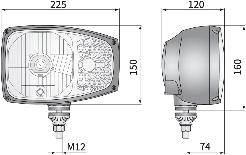 Mlx MelTruck® 2x Scheinwerfer Halogen DT04-6P Stecker Radlader Maniscopic CAT m. Glühbirnen 12V