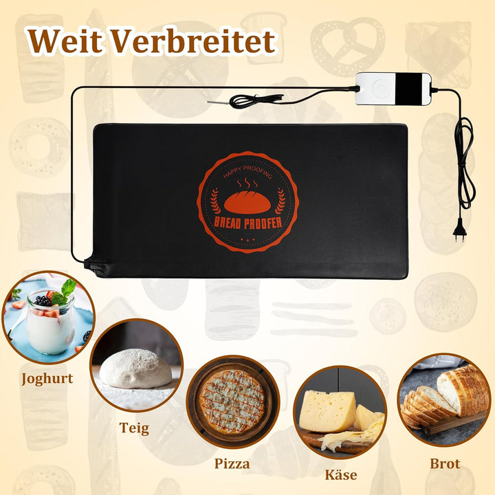 Brotwarmmatte Gärmatte, Heizmatte für Sauerteig mit Thermostat Sauerteig Heizpad für Teig Proofing,