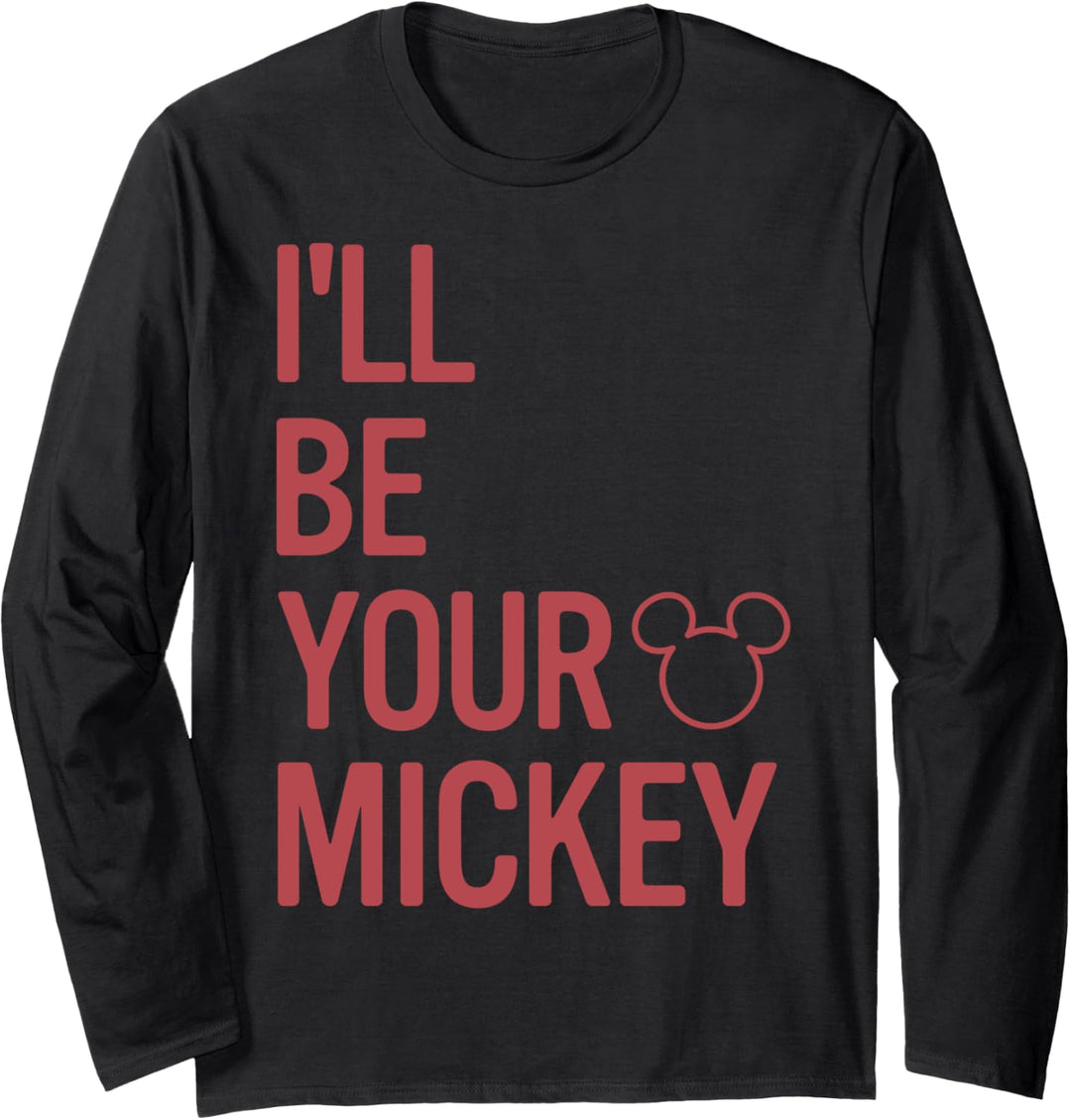 Disney Mickey Mouse I'll Be Your Mickey Word Stack Red Text Langarmshirt