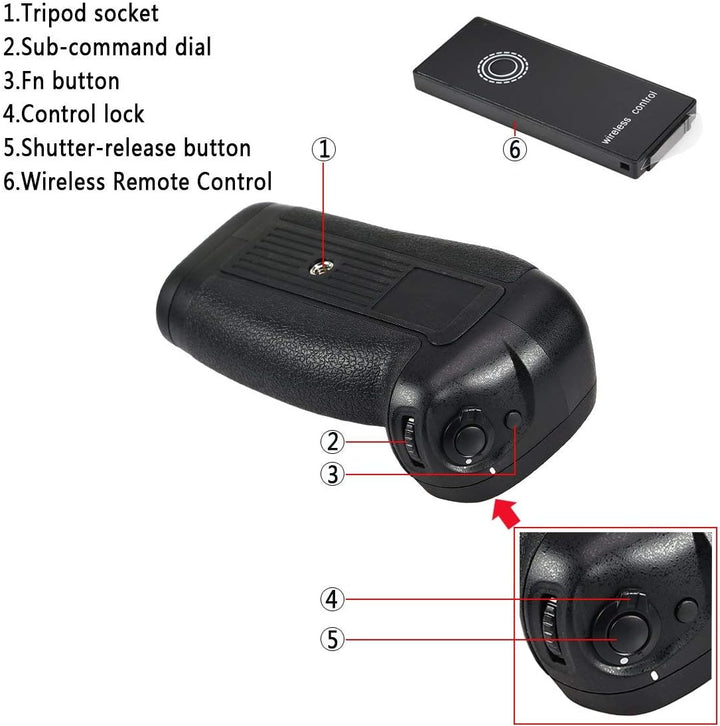 DSTE MB-D18 Batteriegriff mit Infrarot-Fernbedienung Kompatibel für Nikon D850 Digitalkamera
