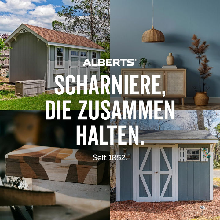 Alberts 851989 Scharnier | halbbreit | Edelstahl | 63 x 43 mm | 20er Set 63 x 43 mm (20 Stk.), 63 x