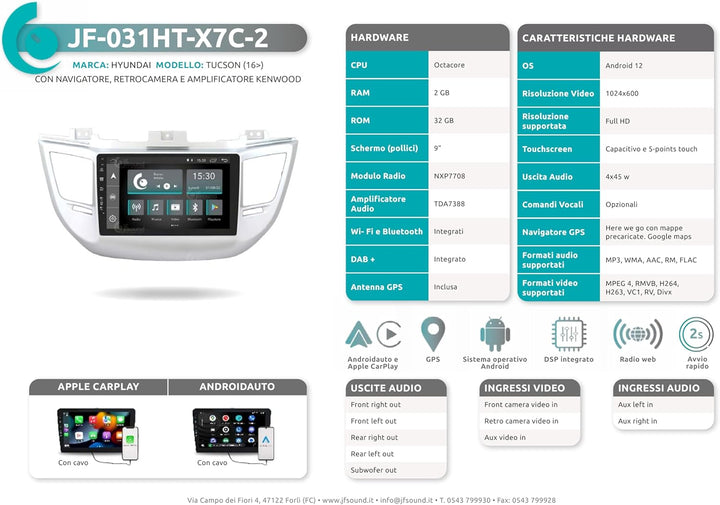Autoradio für Hyundai Tucson Mit Standard-Navigator, Heckkamera Und Kenwood-verstärker (2015–2018) A
