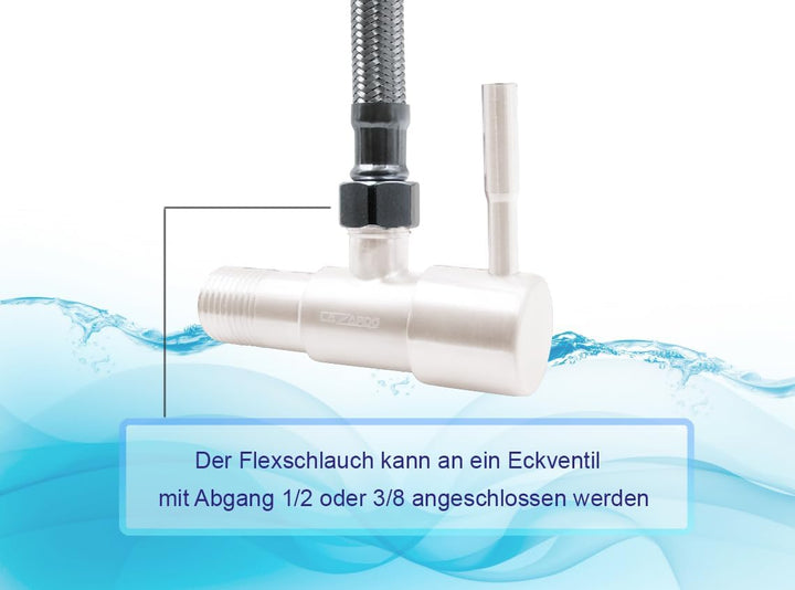 Set 2 Flexschlauch 3/8 x 1/2 Zoll Panzerschlauch Verbindungsschlauch Anschlussschlauch zwei stück zu