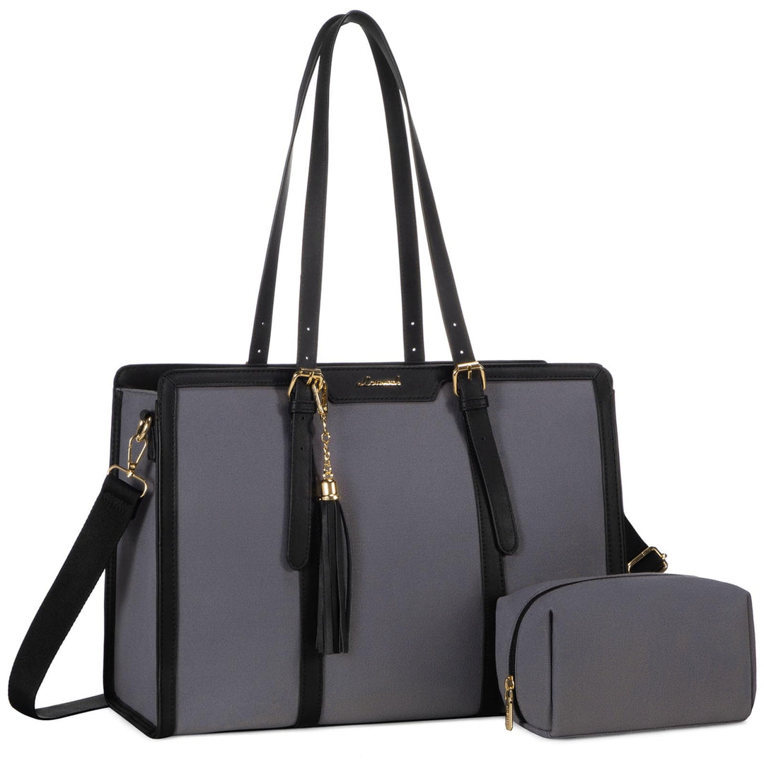 LOVEVOOK Laptop Handtasche Tote Bag 15,6 Zoll 15.6 zoll Eisenblaugrau Schwarz, 15.6 zoll Eisenblaugr