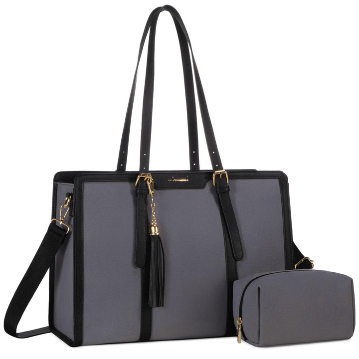 LOVEVOOK Laptop Handtasche Tote Bag 15,6 Zoll 15.6 zoll Eisenblaugrau Schwarz, 15.6 zoll Eisenblaugr