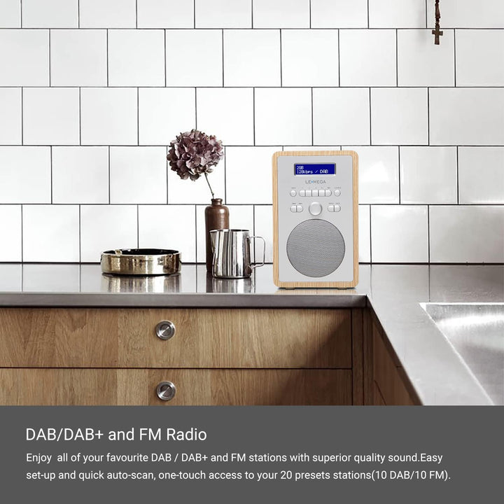 LEMEGA CR2+ DAB/DAB+ Digitalradio, FM-Digitalradio, kleines DAB-Radio, netzbetrieben, Dual-Wecker, K
