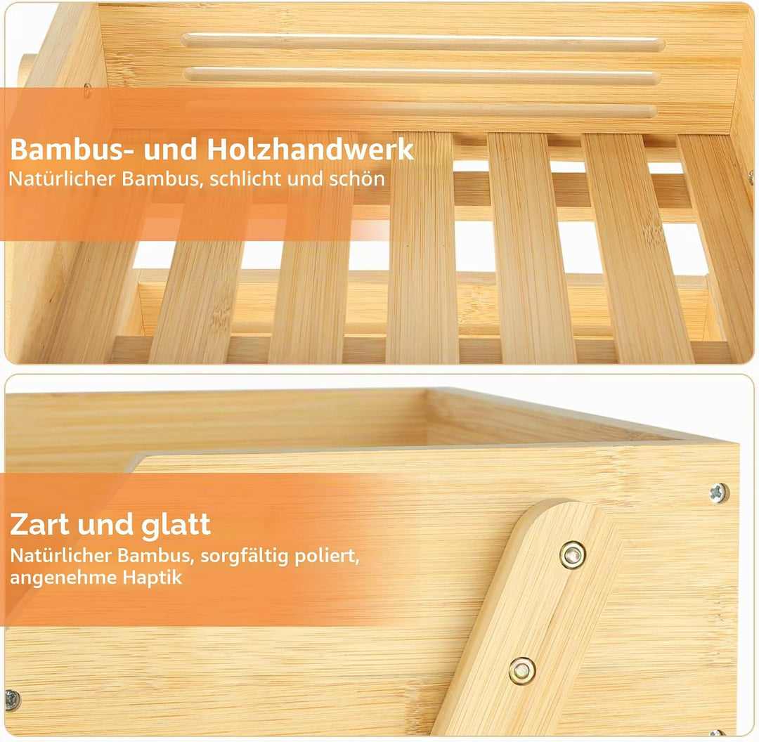 LANTUS Ständer für die Aufbewahrung von Gemüse, Obstkorb aus Bambus, 3 Etagen, Brot in der Küche, na
