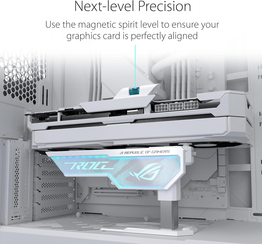 ASUS ROG Herculx Grafikkartenhalter White (Stützhöhe 72-128 mm, integriertes 3D-ARGB-Element, Aura S