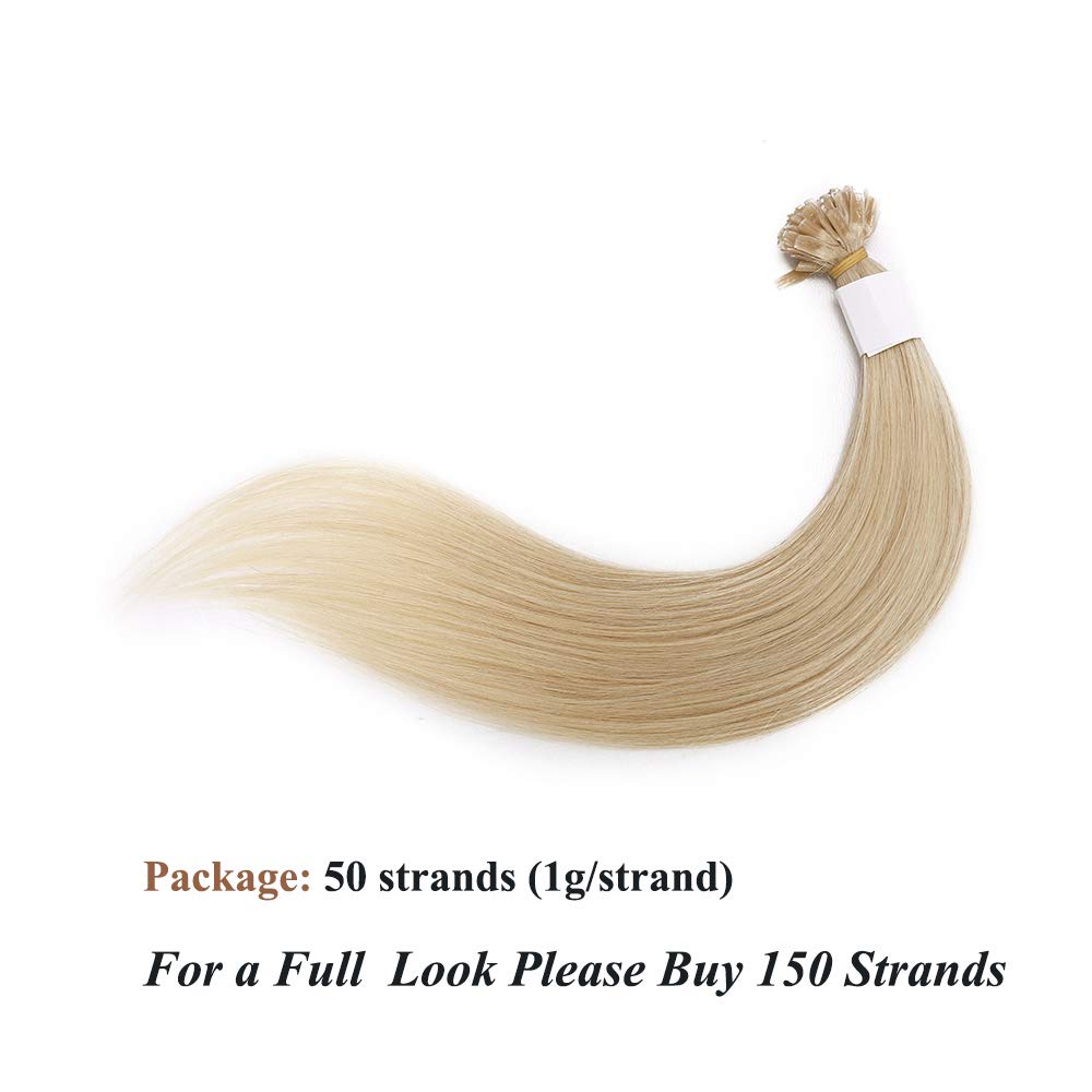 SEGO Extensions Echthaar Bondings Keratin U-Tip Remy Human Hair Haarverlängerung 50 Strähnen Hellblo