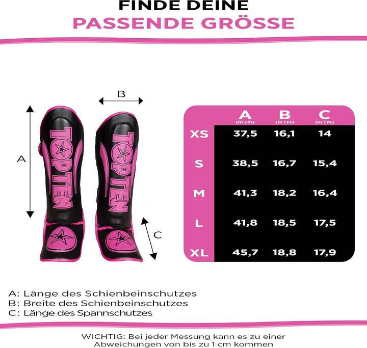 TopTen Schienbeinschutz „Star Light“ Schwarz - Pink XS, Schwarz - Pink XS