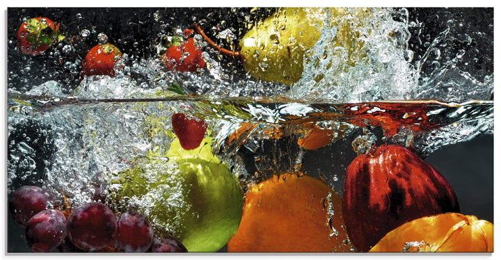 ARTland Glasbilder Wandbild Glas Bild einteilig 60x30 cm Querformat Früchte im Wasser Obst Frucht Co