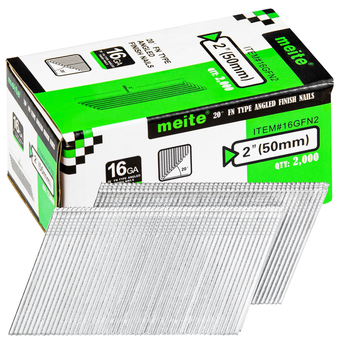 meite Gewinkelte Stauchkopfnägel 16G / 50 mm, 20 Grad Verzinkt Gewinkelte Nägel für Druckluftnagler,