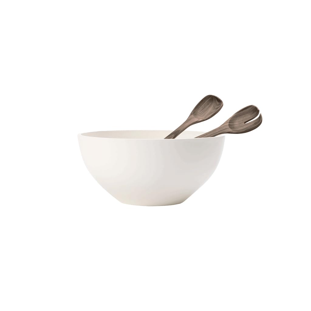 Villeroy & Boch - Artesano Salat-Set, 3 tlg., grosse Porzellan Schale mit passendem Besteck Salat Se