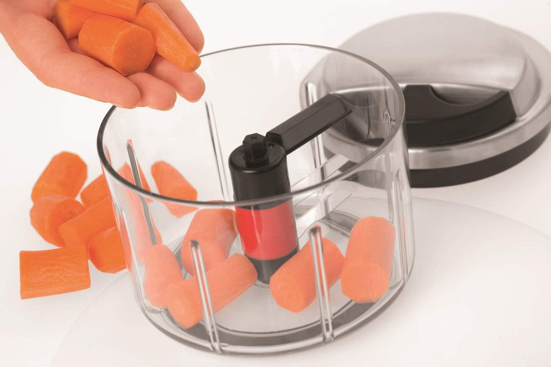 RÖSLE Multischneider, Hochwertiger Zerkleinerer für Obst und Gemüse mit extra scharfem Messer, Edels