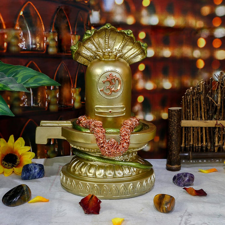 BangDa Bangda Hindu-Lord Shiva-Statue 6.3" X 5.9" X 8.5"H Shiva Lingam Gold, Gold